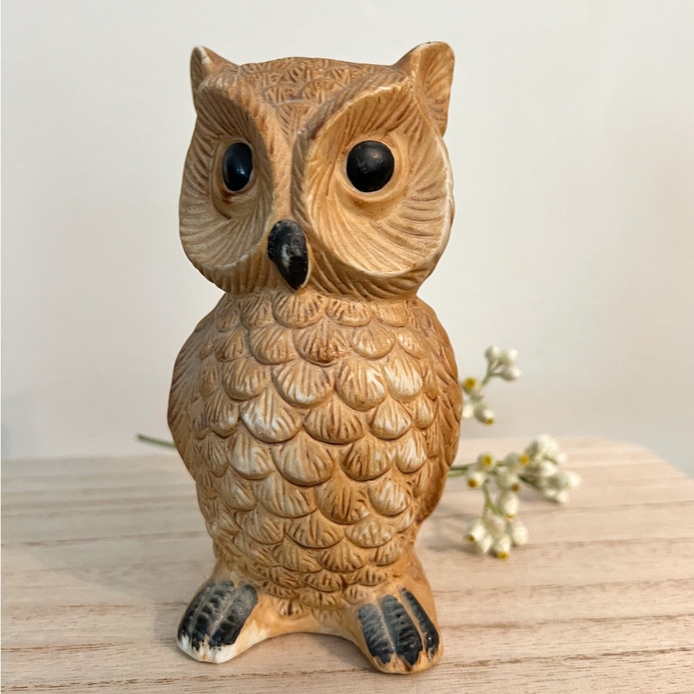 Vintage Porcelain Hand Painted 6” Owl Animal Figurine Collectable MCM Statue